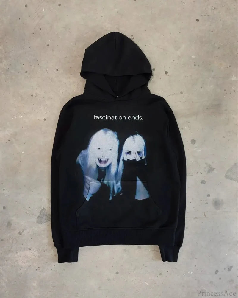 Dark Dirty Pictorial Print Hoodie black1 / M
