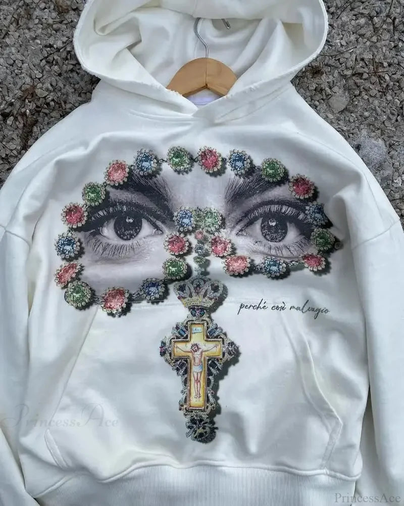 Dark Eyes Print Athletic Hoodie