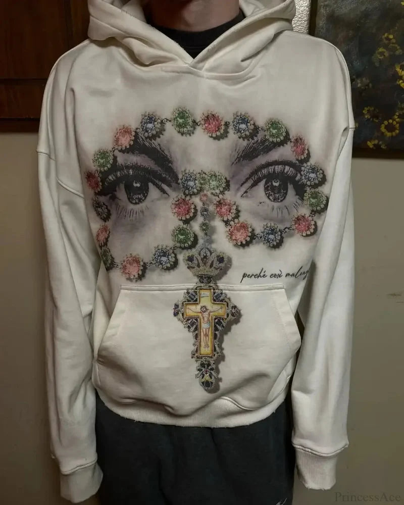 Dark Eyes Print Athletic Hoodie