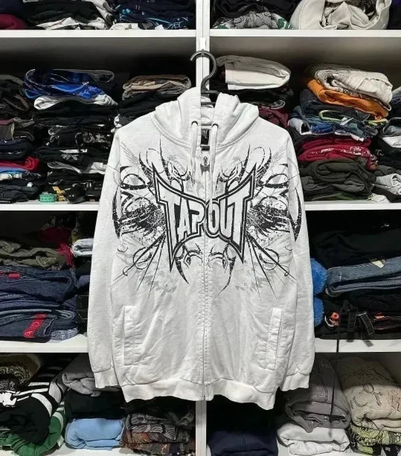 Dark Eyes Print Athletic Hoodie white1 / S