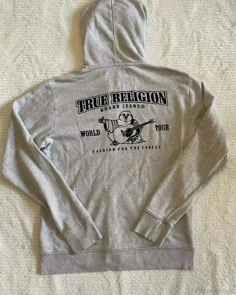 Dark Hip Hop Graphic Print Hoodie gray / S