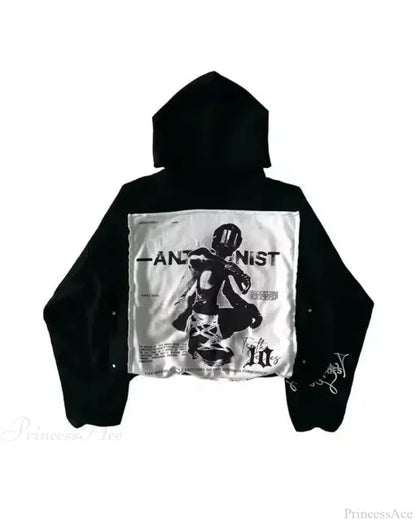 Dark Hip Hop Graphic Print Hoodie black2black / S