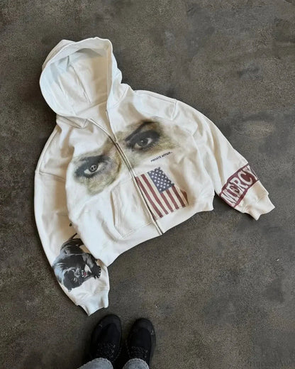 Dark Hip Hop Large Hoodie white / M