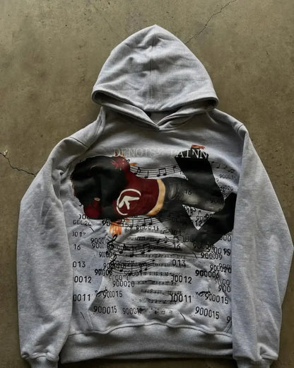 Dark Informal Print Oversized Hoodie White / M