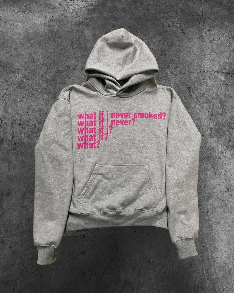 Dark Informal Print Oversized Hoodie White2 / M