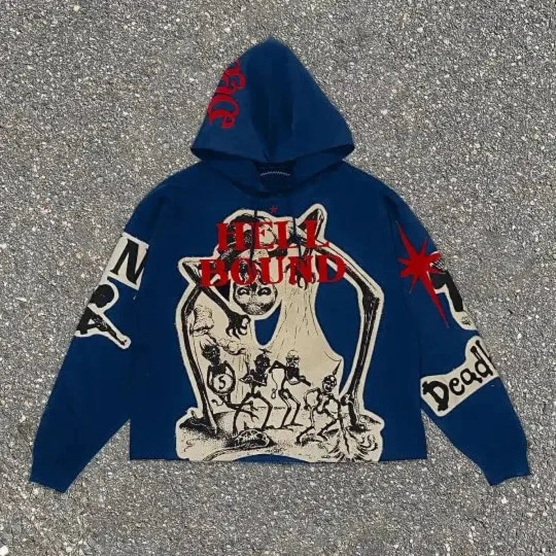Dark Mummy Print Oversized Hoodie