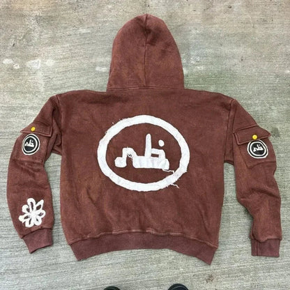 Dark Pink Cleansing Zip Hoodie coffee / M