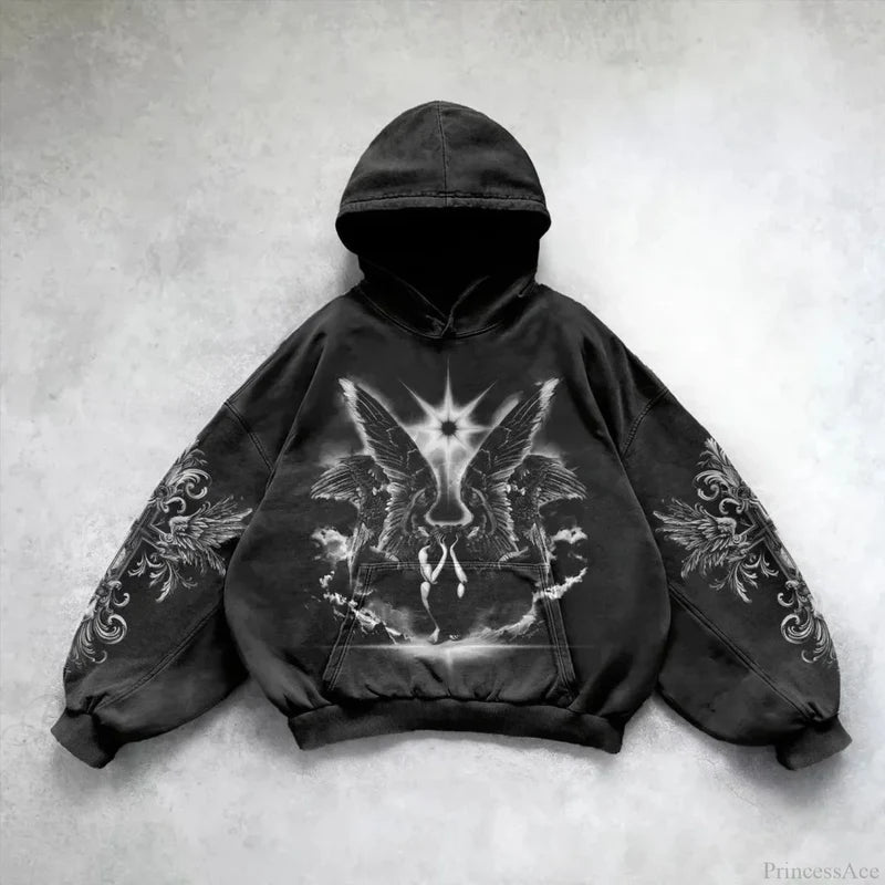 Dark Rebel Pattern Oversized Hoodie