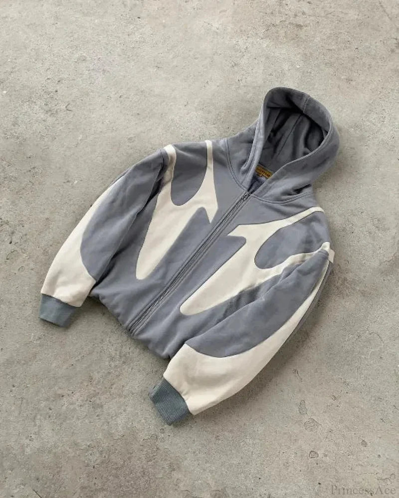 Dark Skull Design Zip Hoodie white4 / M