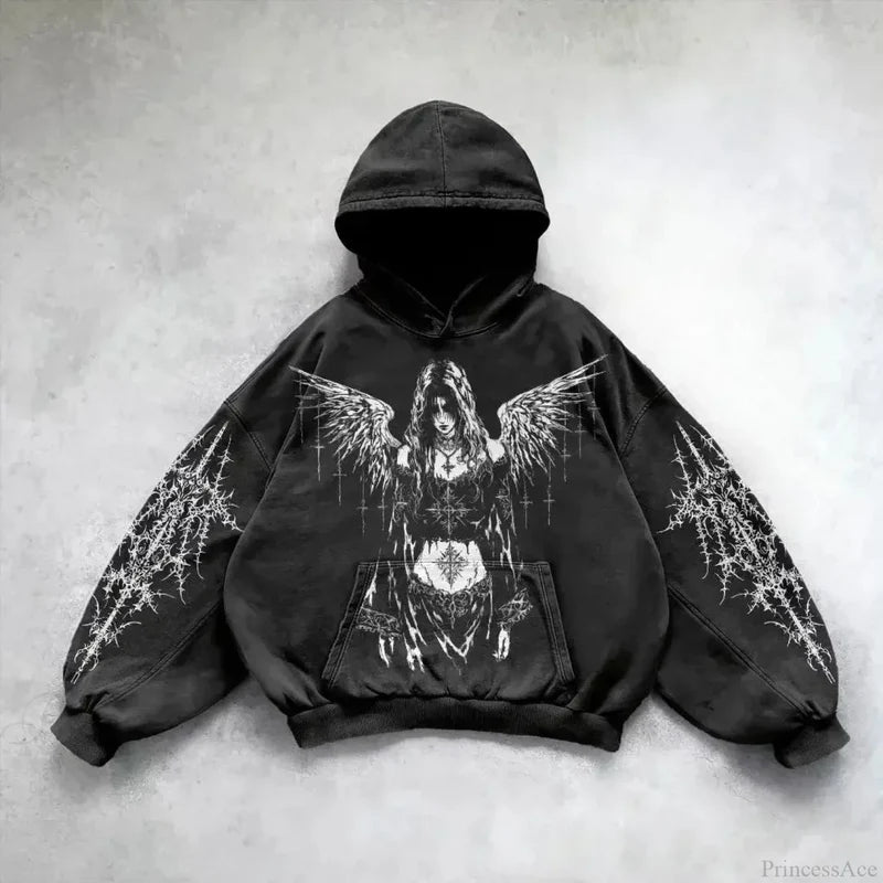 Dark Skull Oversized Zip Hoodie black1 / S