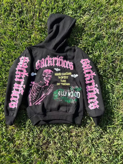 Dark Skulls Print Rebel Hoodie black2 / S