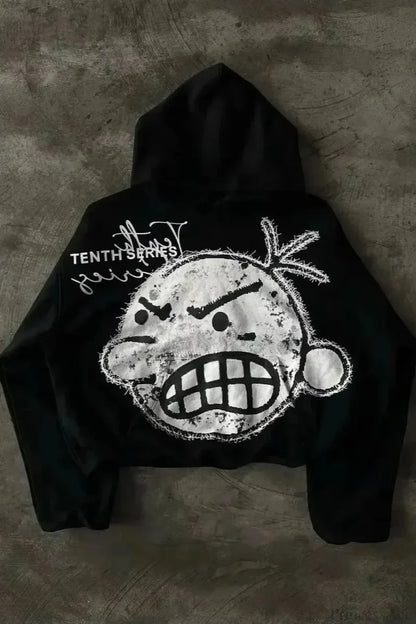 Dark Sparkling Sequin Zip Hoodie Black1 / S