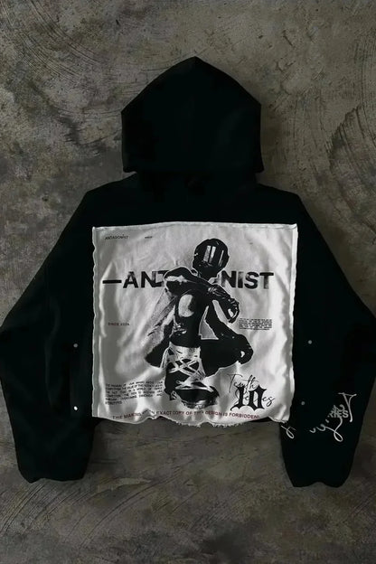 Dark Sparkling Sequin Zip Hoodie Black3 / S