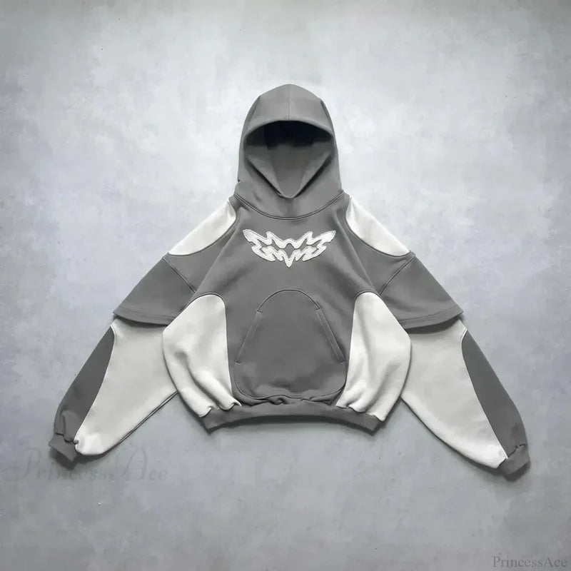 Dark Zipper Joined Vintage Hoodie gray / M