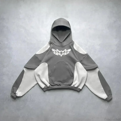 Dark Zipper Joined Vintage Hoodie gray / M