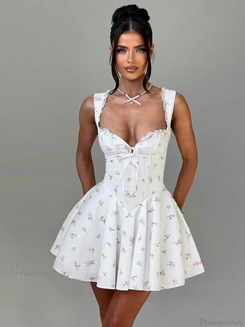 Deep V Backless Pleated Mini Dress minidress-250223