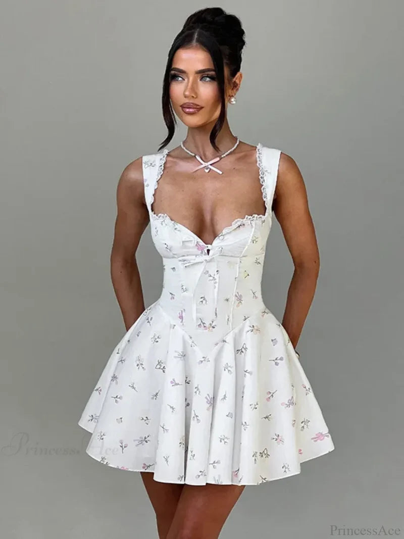 Deep V Backless Pleated Mini Dress minidress-250223