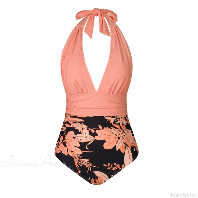 Deep V-neck Halter Backless One Piece Set color4 / XS