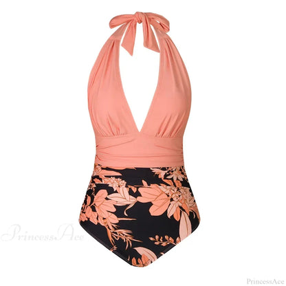 Deep V-neck Halter Backless One Piece Set color4 / XS
