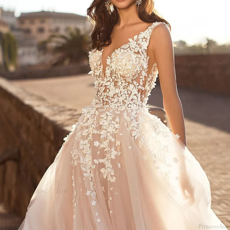 Deep V-Neck Sexy Satin Wedding Dress White / S weddingdress-250223