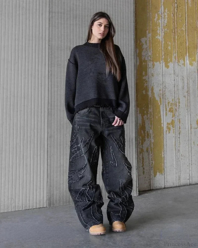 Distressed Gothic Vintage Baggy Pant black2 / S