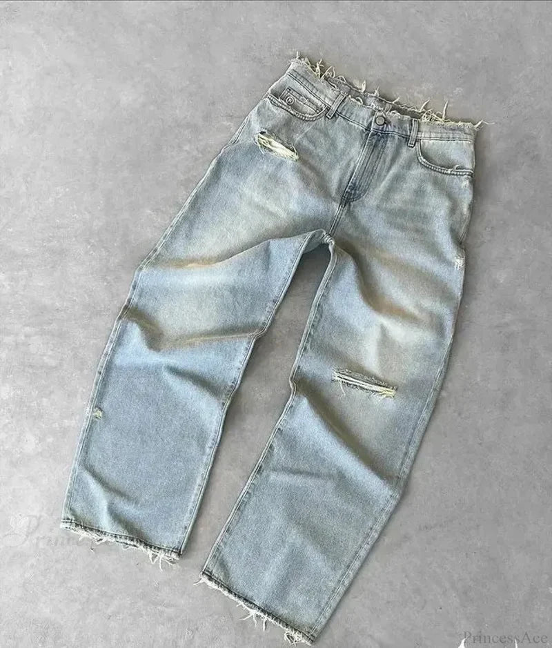 Distressed Gothic Vintage Baggy Pant blue / S