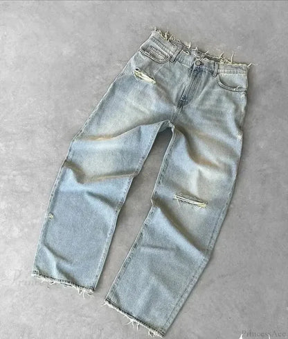 Distressed Gothic Vintage Baggy Pant blue / S