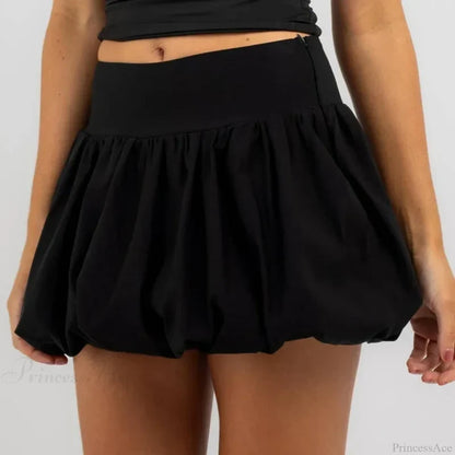 Elastic Flare Puffy Balloon Skirt skirts-250223
