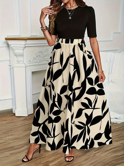 Elastic Waist Flowers Printed Women’s A-line Skirt Summer Elegant White / S skirt-250126