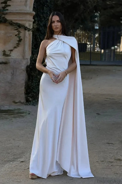 Elegant Satin Halter Dress White / S vacationdress-250223
