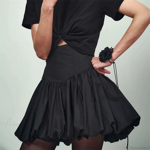 Elegant Solid Bud Mini Skirt skirts-250223