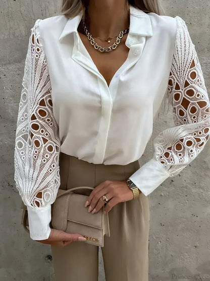 Elegant Solid Chiffon V Neck Blouse blouse-250126