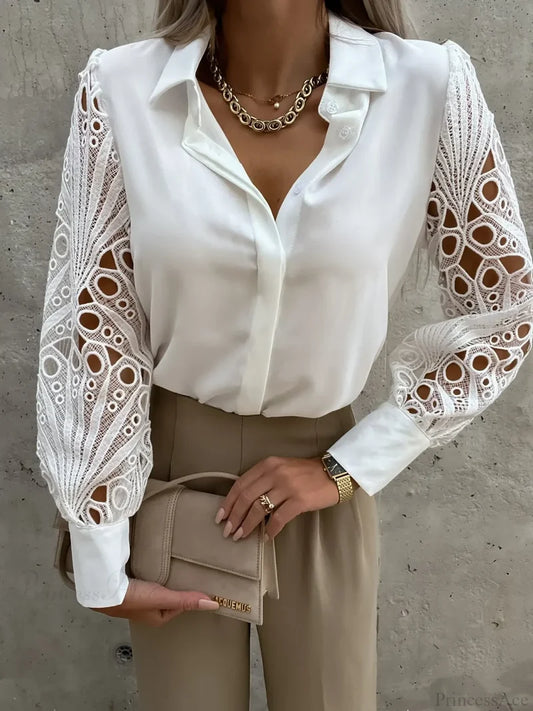 Elegant Solid Chiffon V Neck Blouse blouse-250126