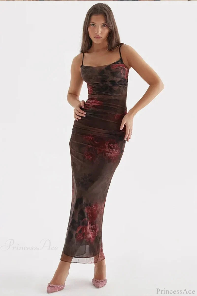 Elegant Split Print Maxi Vacation Dress vacationdress-250223