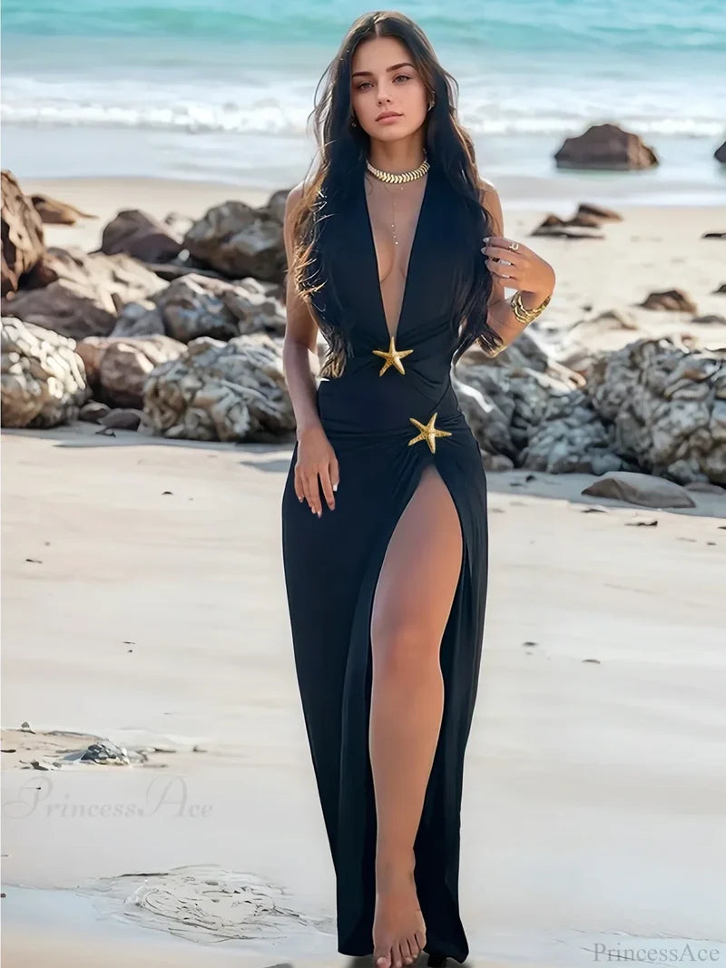 Elegant Starfish High Split Bikini Swimsuit One Piece onepiece-250223