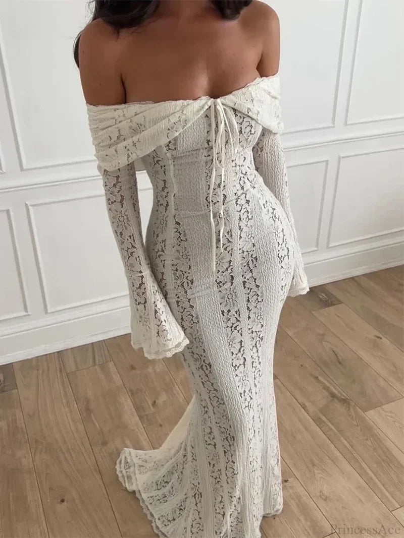 Elegant White Lace Vacation Dress vacationdress-250223