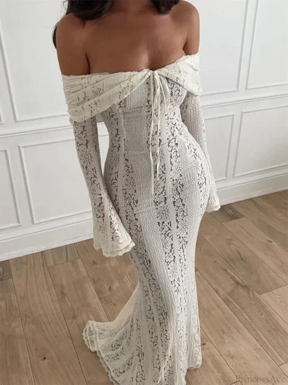 Elegant White Lace Vacation Dress vacationdress-250223
