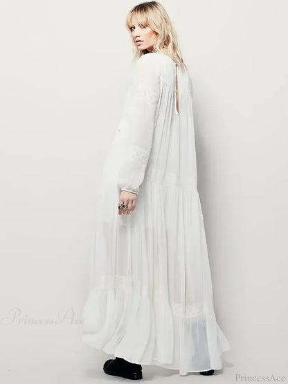 Embroidery Flower V-neck Split Mini Boho Dress bohodress-250126