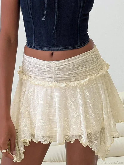 Fairy Grunge Layered Ruffle Skirt WHITE / S skirts-250223