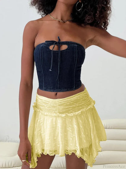 Fairy Grunge Layered Ruffle Skirt Yellow / S skirts-250223