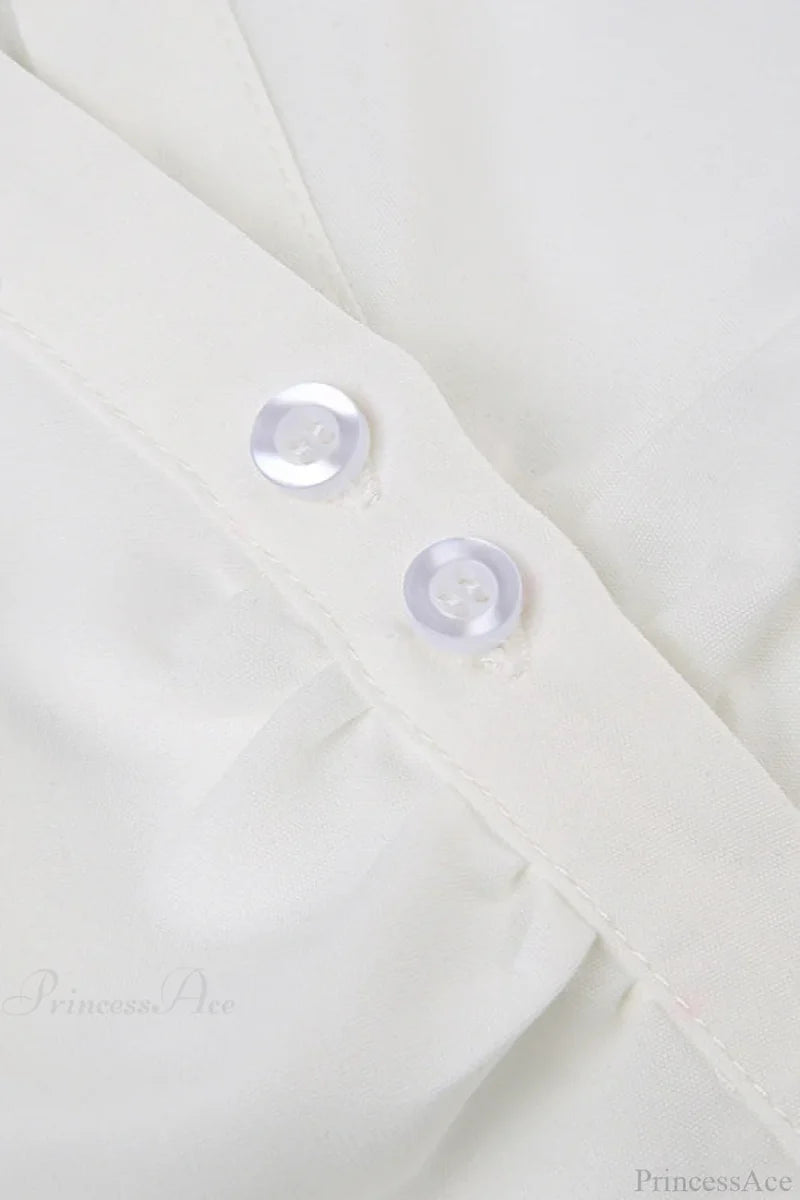 Fitted Button-Down Ruched Blouse
