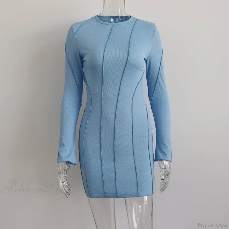 Flared Sleeve Dress M / Light Blue Dresses
