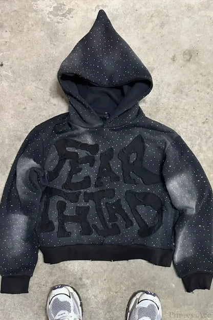 Flash Diamond Oversized Hoodie Black 1 / M