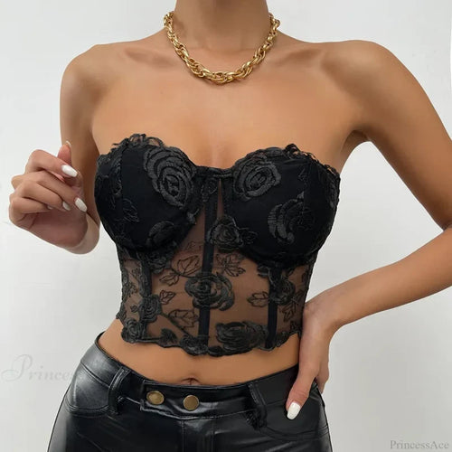 Floral Backless Strapless Sexy Crop Top croptop-250126