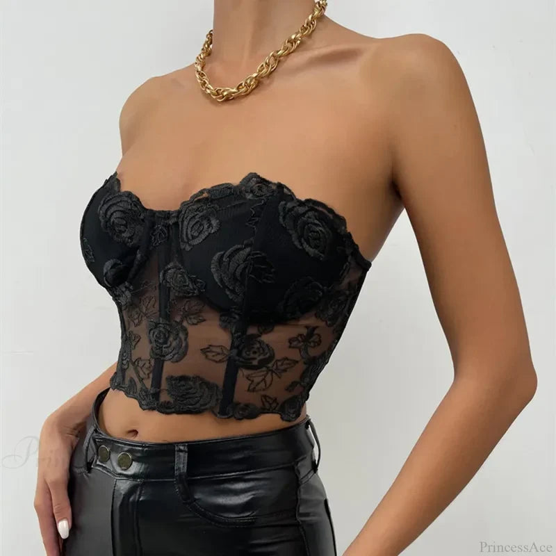 Floral Backless Strapless Sexy Crop Top croptop-250126