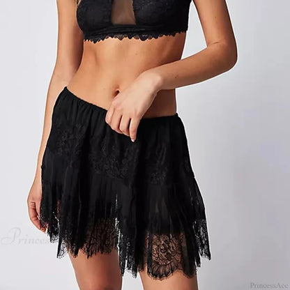 Floral Lace Tiered Slip Skirt skirts-250223