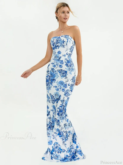 Floral Off-Shoulder Tube Bandeau Slit Bodycon Beach Holiday Floral Dress floraldress-250126