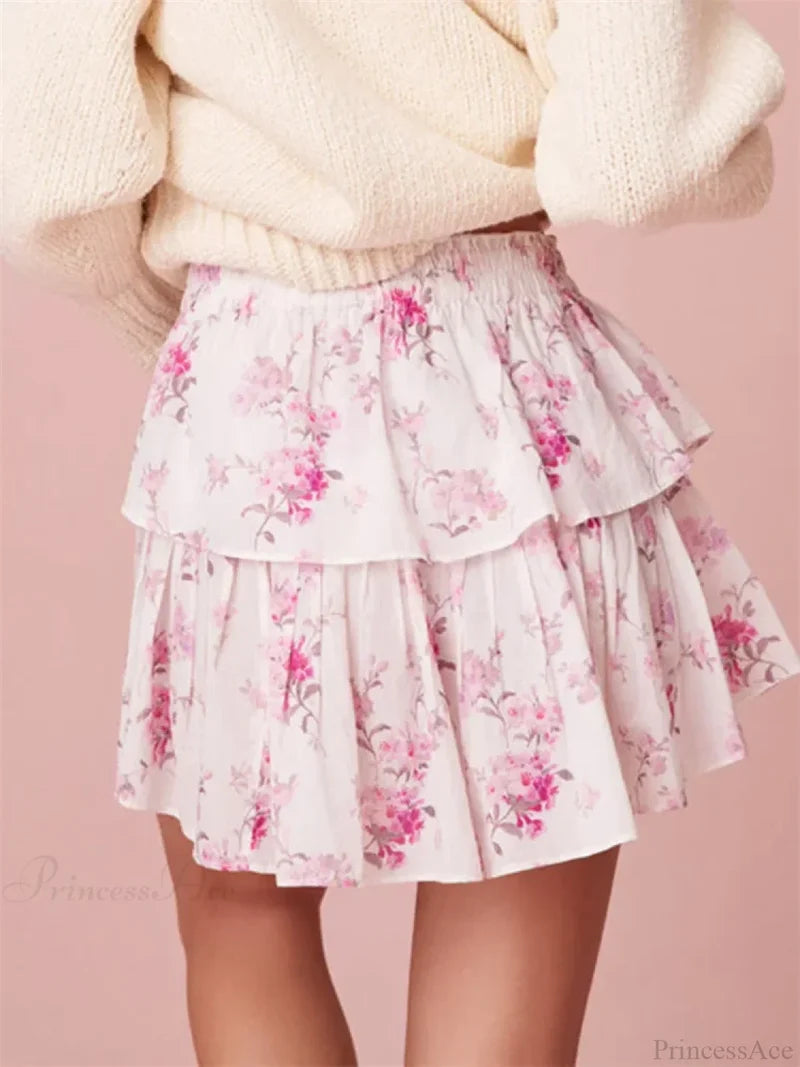 Floral Print Tiered Ruffle Skirt skirts-250223