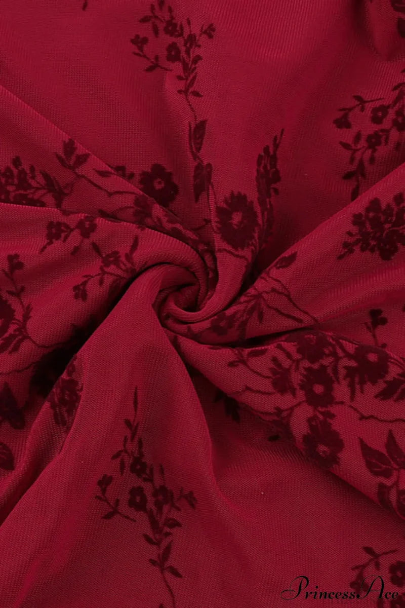 Floral Print V-Neck Sleeveless Fitted Party Dress