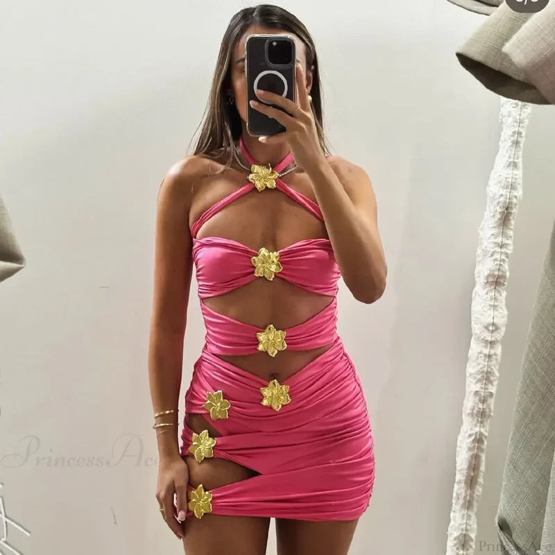 Floral Ruffle Push Up One-Piece Swimsuit Rose / S onepiece-250223